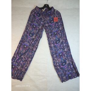 Mossimo Supply Co Women XS Purple Floral Wide Leg Pants Rayon NWT